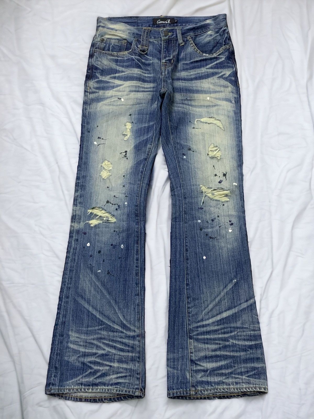 CIVARIZE × If Six Was Nine × Tornado Mart Tornado Mart Junya Watanabe Style Mud Claw Mark Flared Jeans Size US 30 / EU 46 - 2 Thumbnail