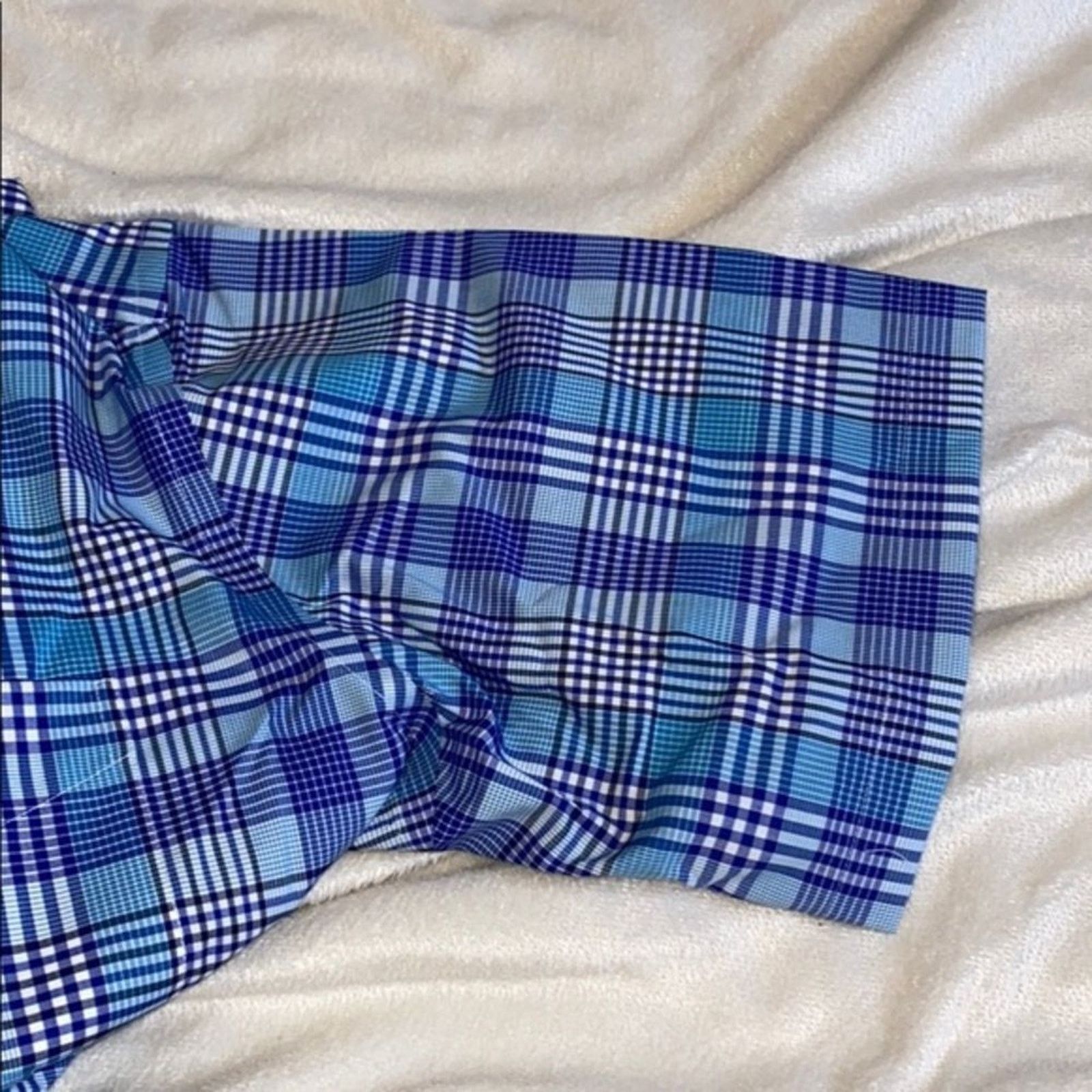 Jos A Bank Blue Plaid Button-Up Shirt Sz L, NWT