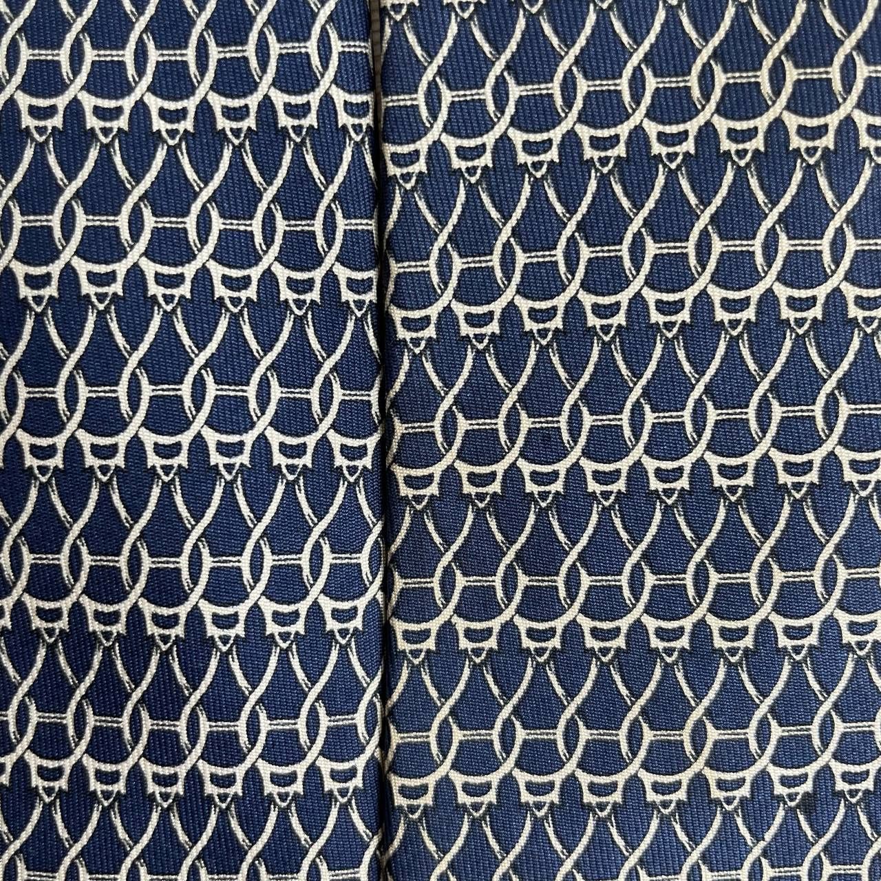 Hermes Hermes Paris Silk Tie 719 FA Chains Blue Size ONE SIZE - 1 Thumbnail