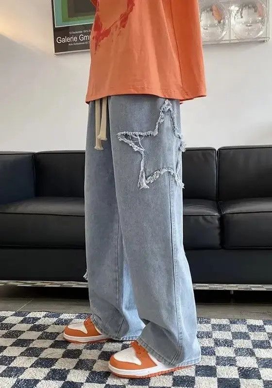Vintage Star Embroidered Jeans Retro Y2k Pants
