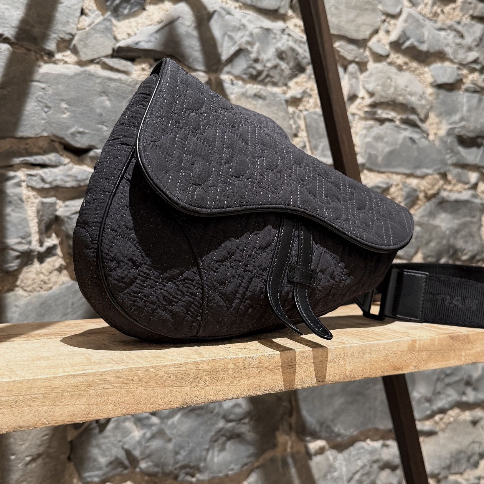 Dior Dior 2021 Padded Nylon Oblique Kumo Black Saddle Bag Size ONE SIZE - 2 Thumbnail