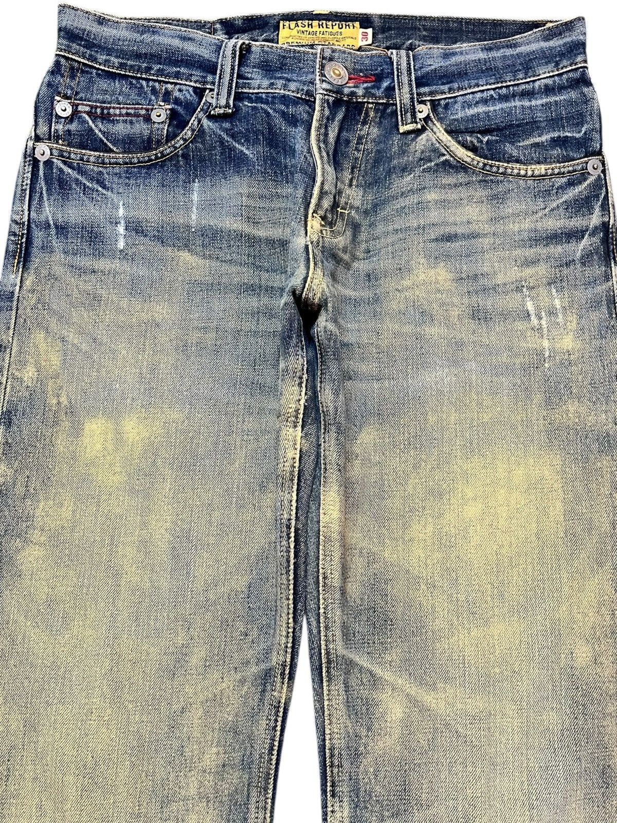 Japanese Brand Vintage Flash Report Mudwash Whiskers Denim Size US 30 / EU 46 - 2 Thumbnail