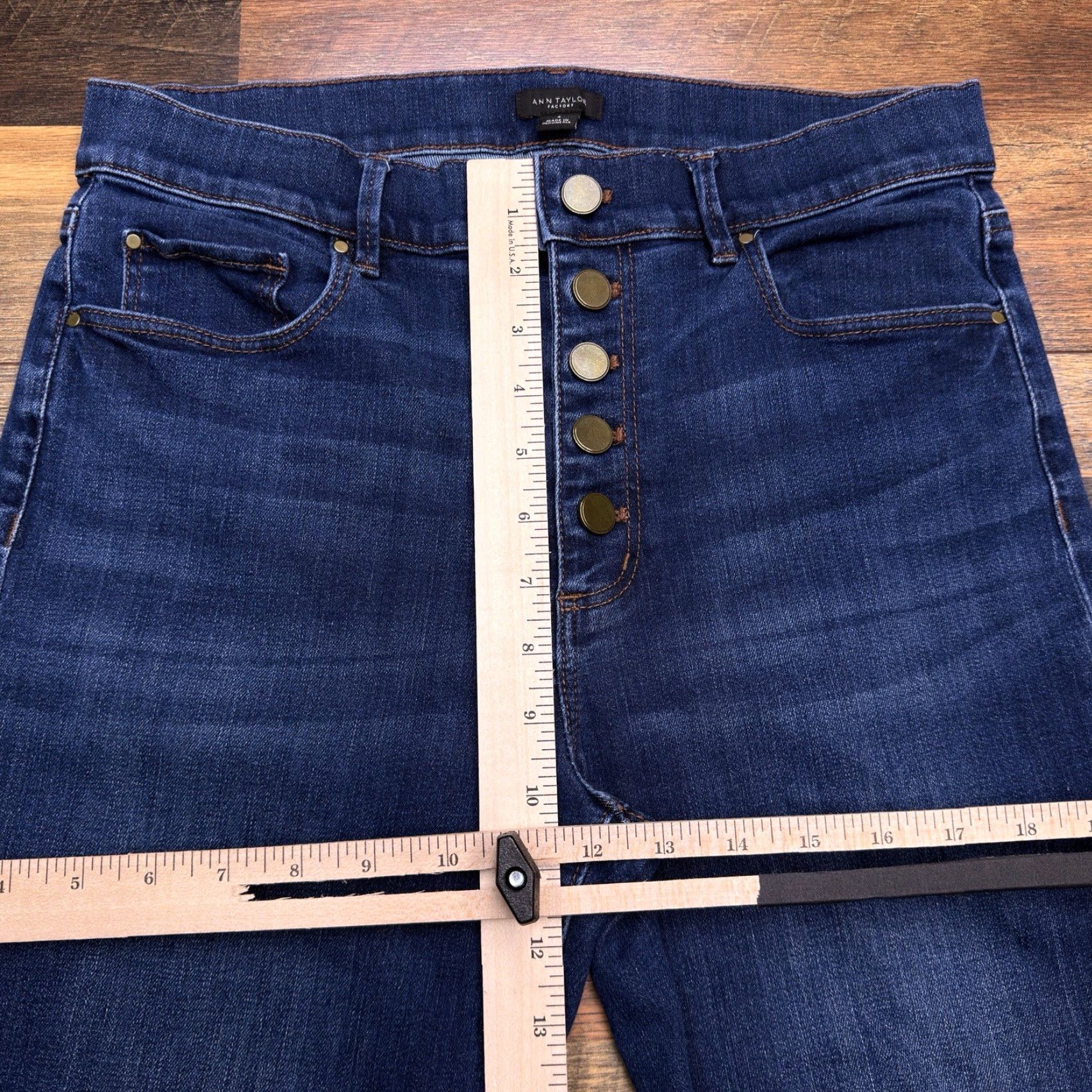 Ann Taylor Ann Taylor Jeans Skinny 8 High Rise Stretch Button Fly Denim Blue 5-Pocket Modern Womens Size 30" / US 8 / IT 44 - 7 Thumbnail