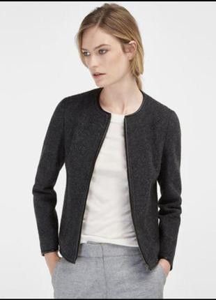 Massimo Dutti Massimo Dutti Gray Wool Leather Trim Bomber Jacket Womens Size S / US 4 / IT 40 - 2 Thumbnail