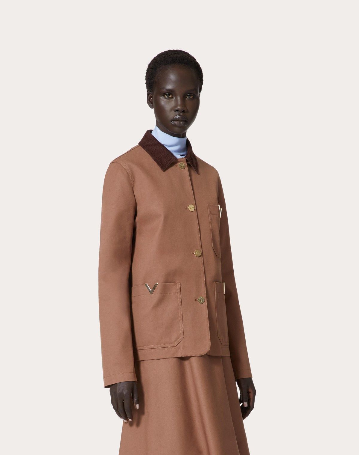 Valentino o1s1wg110525 Couture Canvas Caban in Brown Size XS / US 0-2 / IT 36-38 - 4 Thumbnail