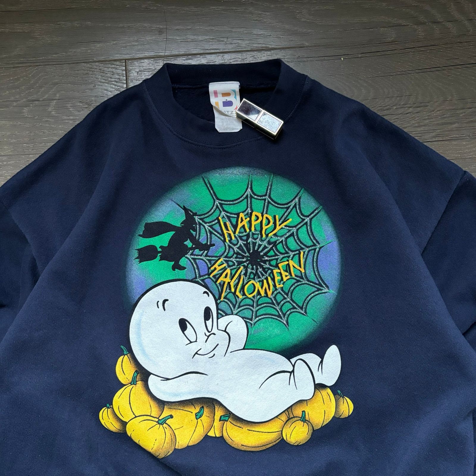 Fruit Of The Loom Vintage 90s Casper the Ghost Cartoon Halloween Sweatshirt Size US XL / EU 56 / 4 - 2 Thumbnail