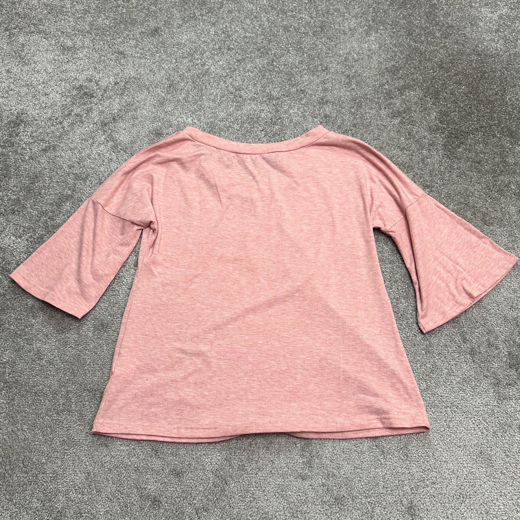 Bell Unbranded Blouse Women M Pink 3/4 Sleeve V-Neck Knit Cotton Nylon Size M / US 6-8 / IT 42-44 - 2 Thumbnail