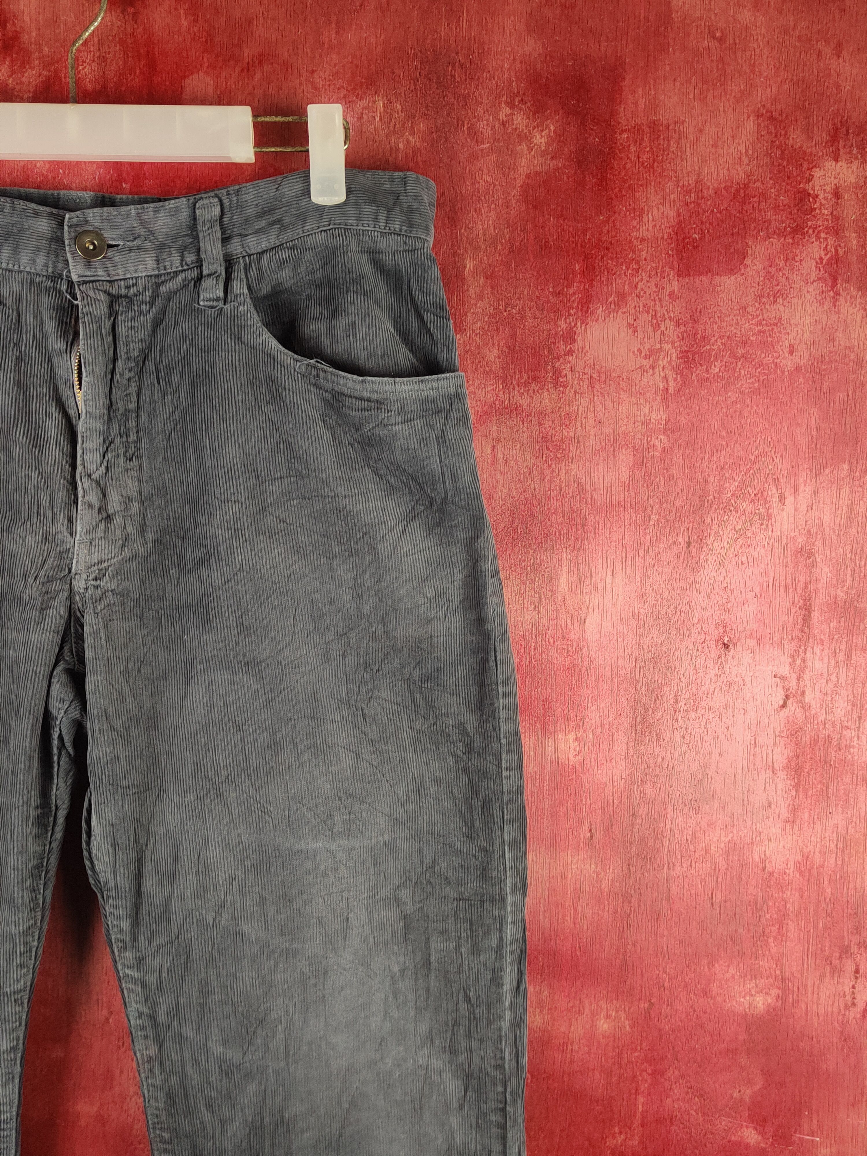Japanese Brand Uniqlo Dark Gray Corduroy Pants #S2337 Size US 33 - 5 Thumbnail