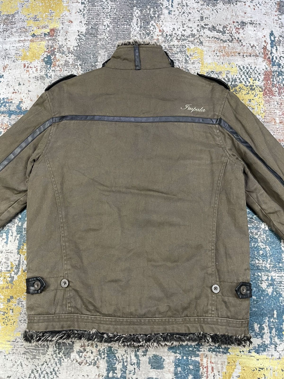 Japanese Brand Impala Fur Edge Trim Camo Graphic Zipper Rider Jackets Size US M / EU 48-50 / 2 - 2 Thumbnail
