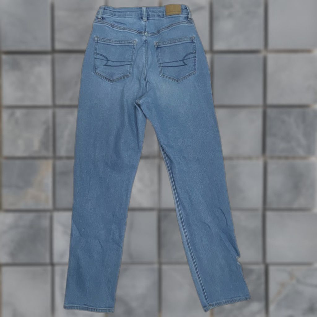American Eagle Outfitters VINTAGE American Eagle Jeans Women 2 Distressed Blue Denim Stretch Ripped Curvy Mom Size 42" / US 20 - 1 Thumbnail
