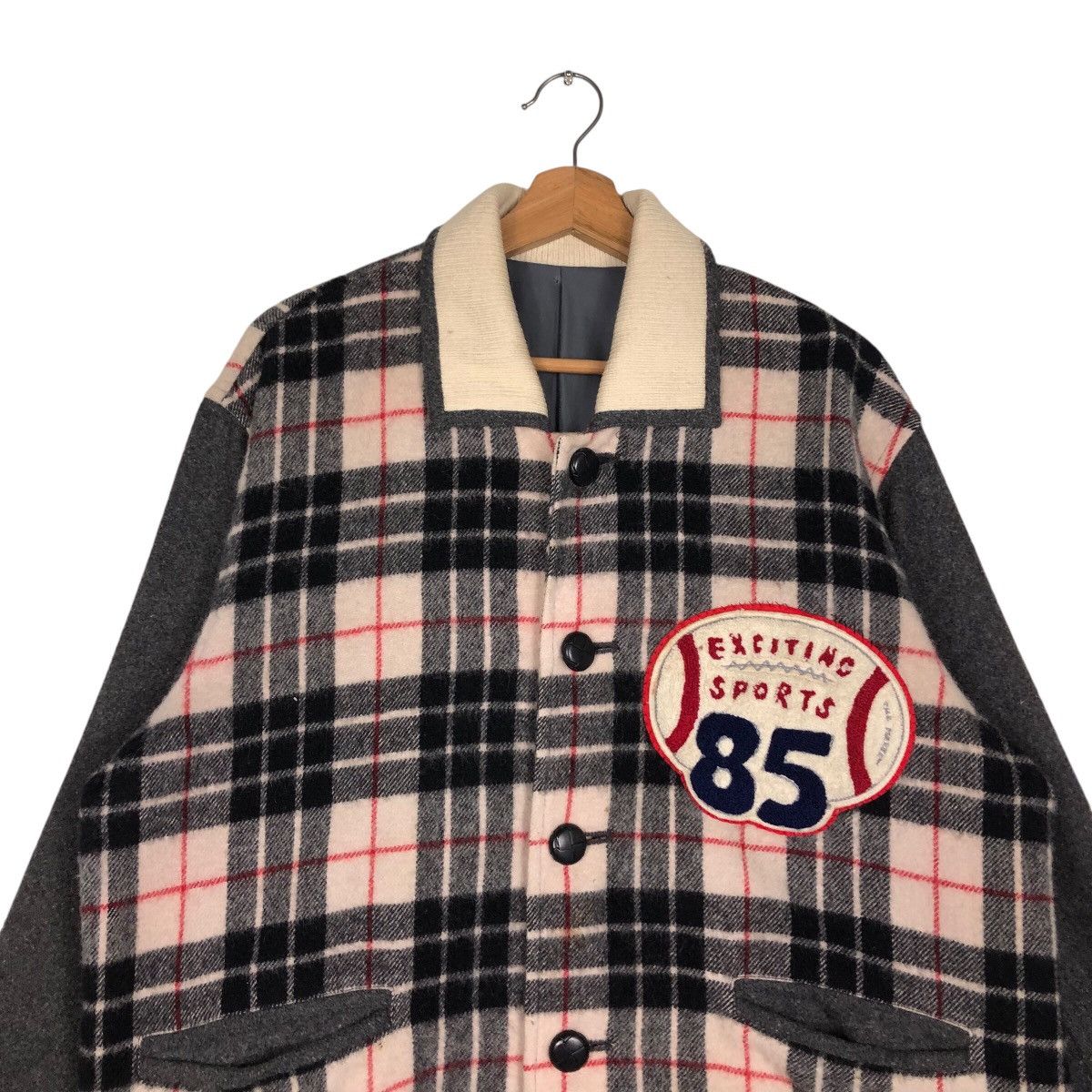 Japanese Brand 📌Vintage Bomber Jacket Rugby Ball Design Tartan Big Logo Size US M / EU 48-50 / 2 - 4 Thumbnail