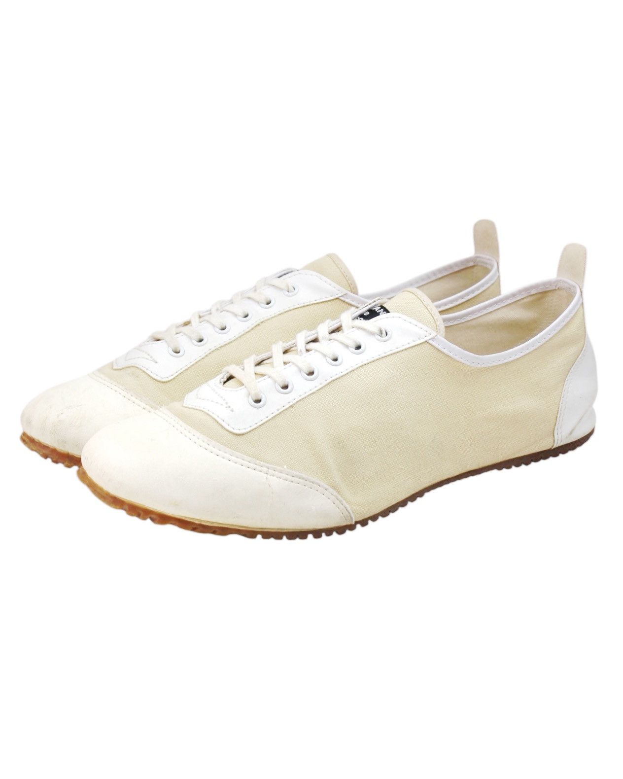 2000S CABANE DE ZUCCA OFF-WHITE CANVAS LACE-UP SHOES