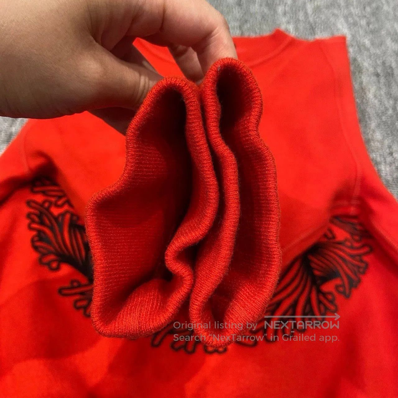 red limited edition knit sweatshirt.