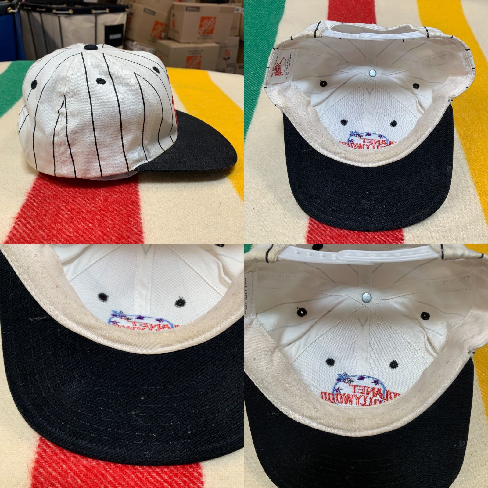 Planet Hollywood VINTAGE Planet Hollywood SnapBack Hat Men One Size White Pin Striped Adult One Size Hat Mens White Pin Stripe 90s Event Merchandise Size ONE SIZE - 8 Thumbnail