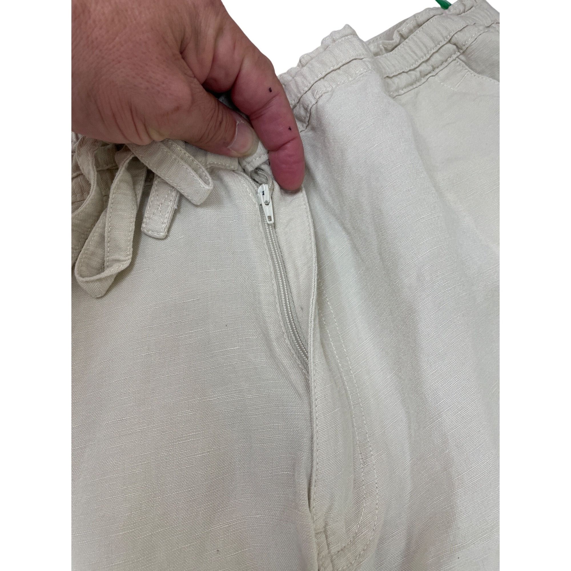 Cubavera Cubavera womans beige Drawstring Linen blend wide leg pants Size 24" / US 00 / IT 34 - 5 Thumbnail