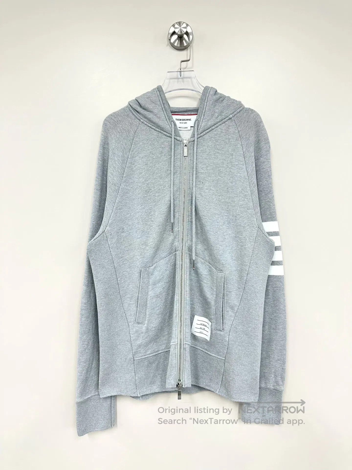 Thom Browne Thom Browne Gray Classic Four Striped Zip Hoodie Jacket| Size US XL / EU 56 / 4 - 1 Thumbnail