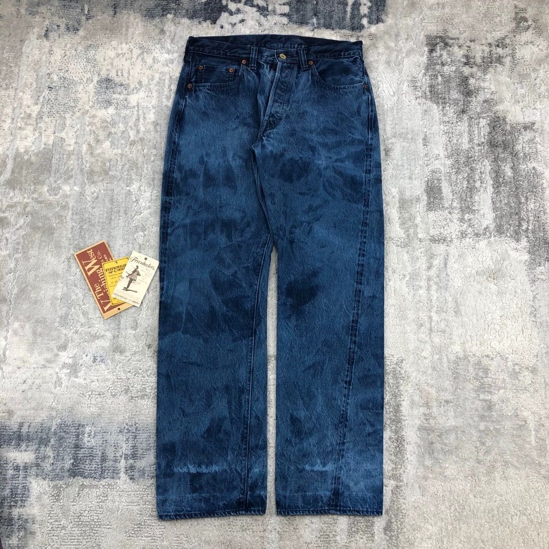 Freewheelers Freewheelers Blue Dyed Vintage Denim Pants Size US 32 / EU 48 - 1 Thumbnail