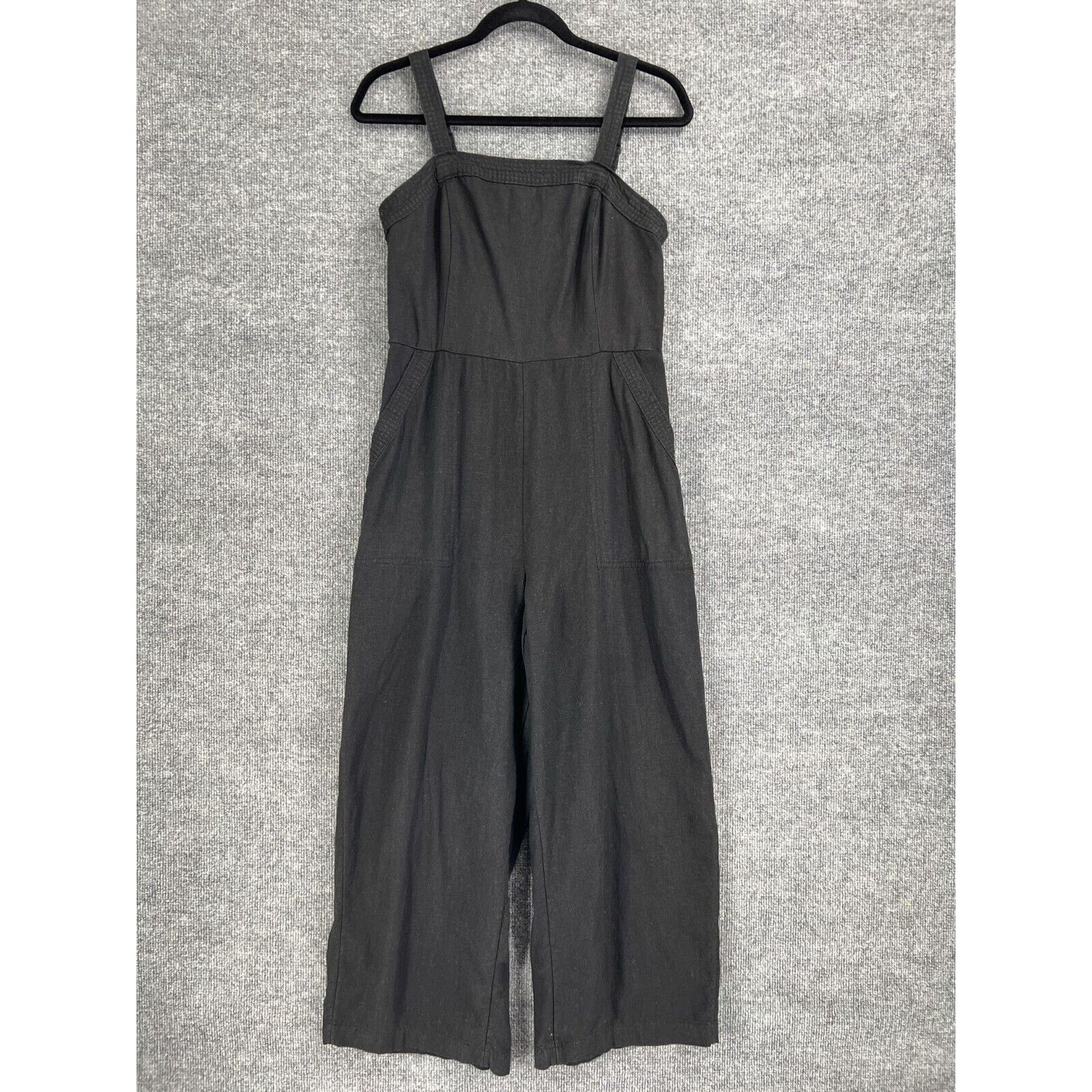 Old Navy Old Navy Jumpsuit Black Linen Blend Wide Leg Smocked Sz M Size 28" / US 6 / IT 42 - 1 Thumbnail
