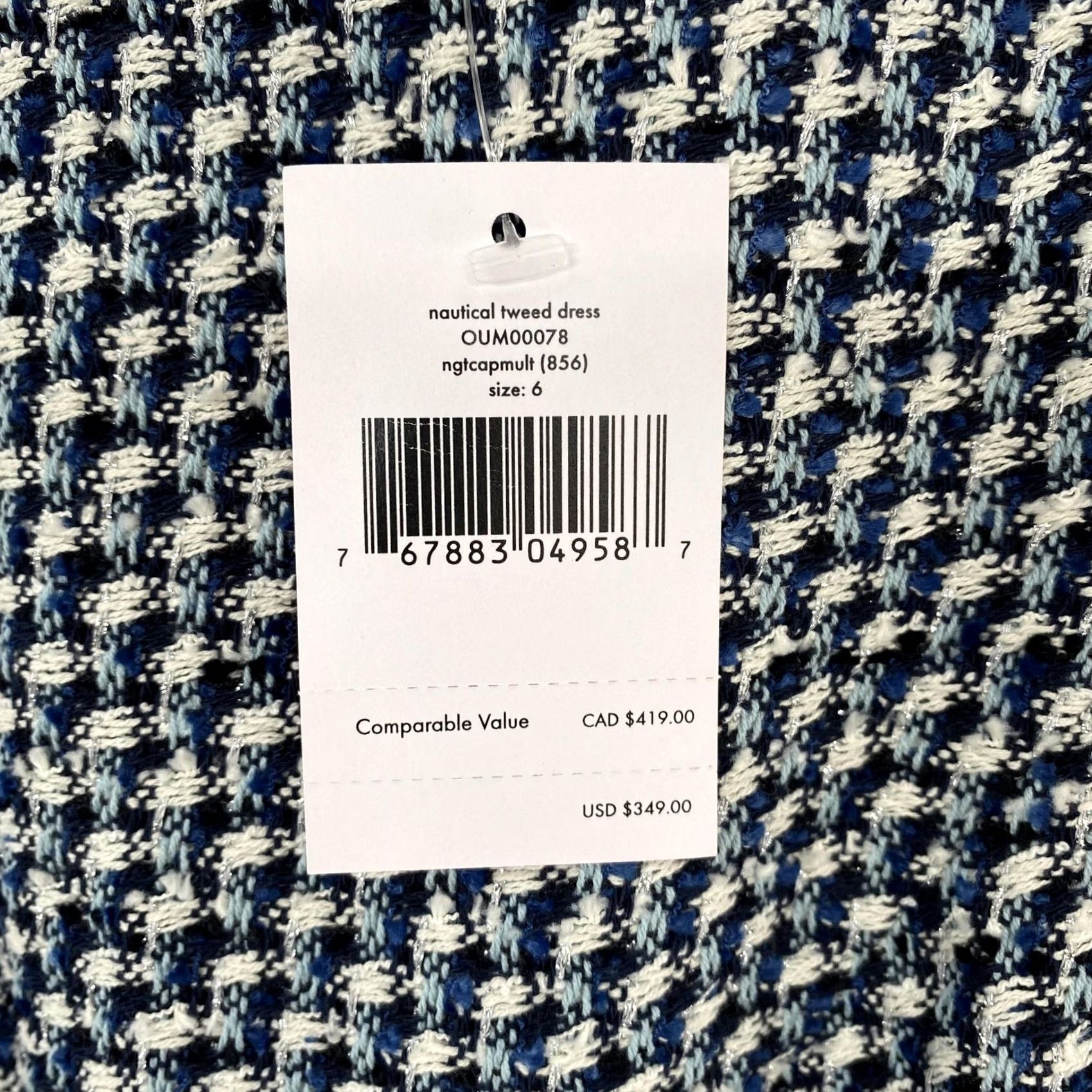 Vintage kate spade new york Dress Womens 6 Blue Nautical Tweed Fit Flare Sleeveless Size M / US 6-8 / IT 42-44 - 5 Thumbnail