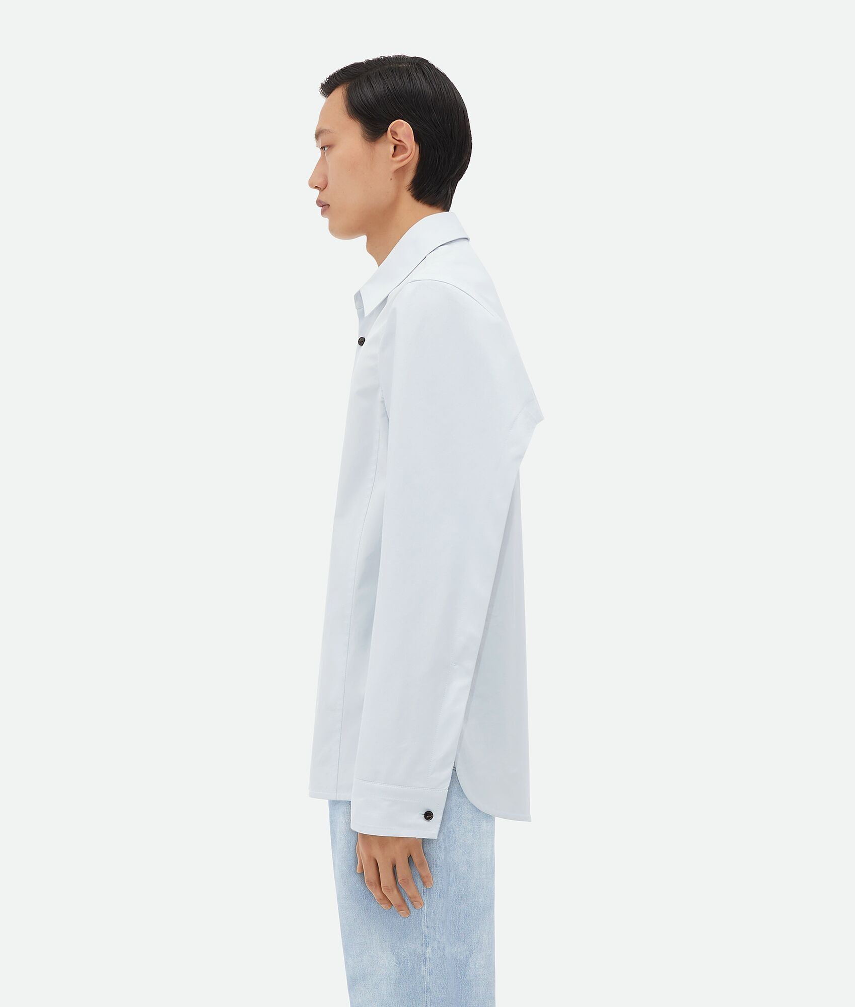 Bottega Veneta o1n1vont0125 Cotton Shirt With Storm Flap in Light Blue Size US M / EU 48-50 / 2 - 2 Thumbnail