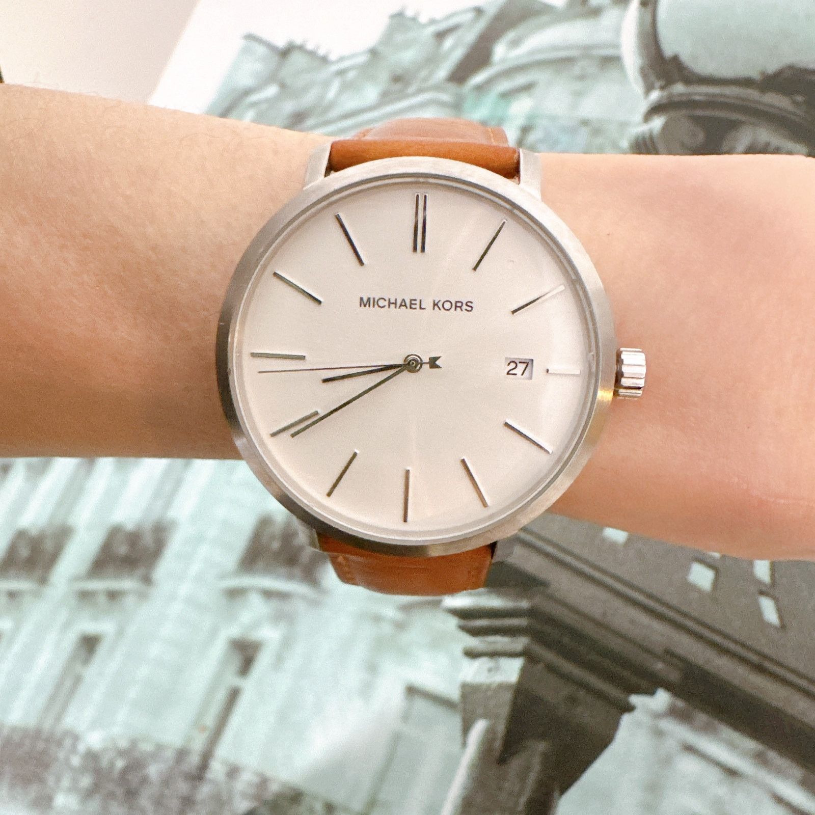 Michael Kors Michael Kors MK8673 Blake Silver-Tone and Leather Watch Size ONE SIZE - 6 Thumbnail