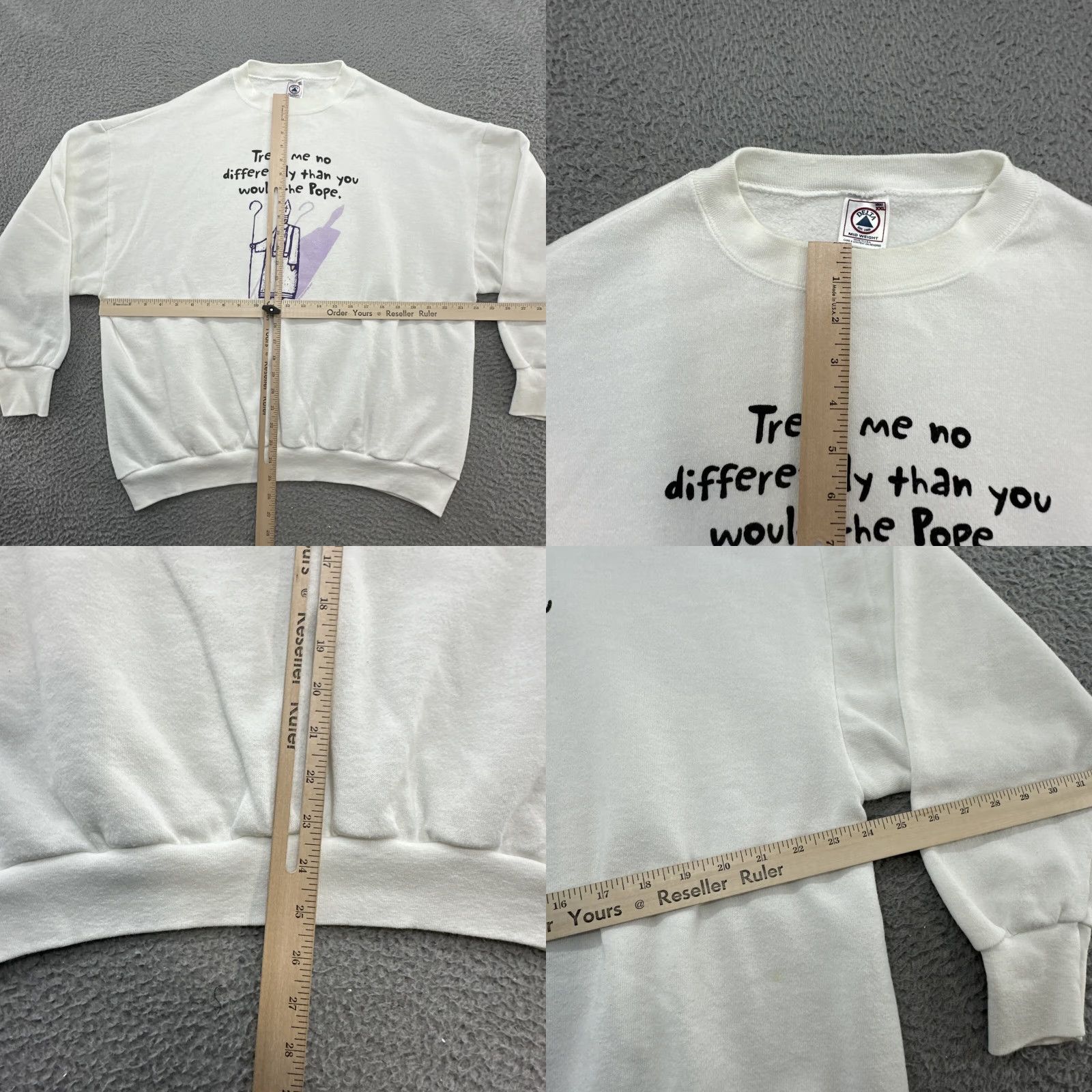 Vintage VINTAGE 1990s High Cotton Sweatshirt Treat Me No Differently Than The Pope Men XXL White Cotton Graphic Tee Size US XXL / EU 58 / 5 - 8 Thumbnail