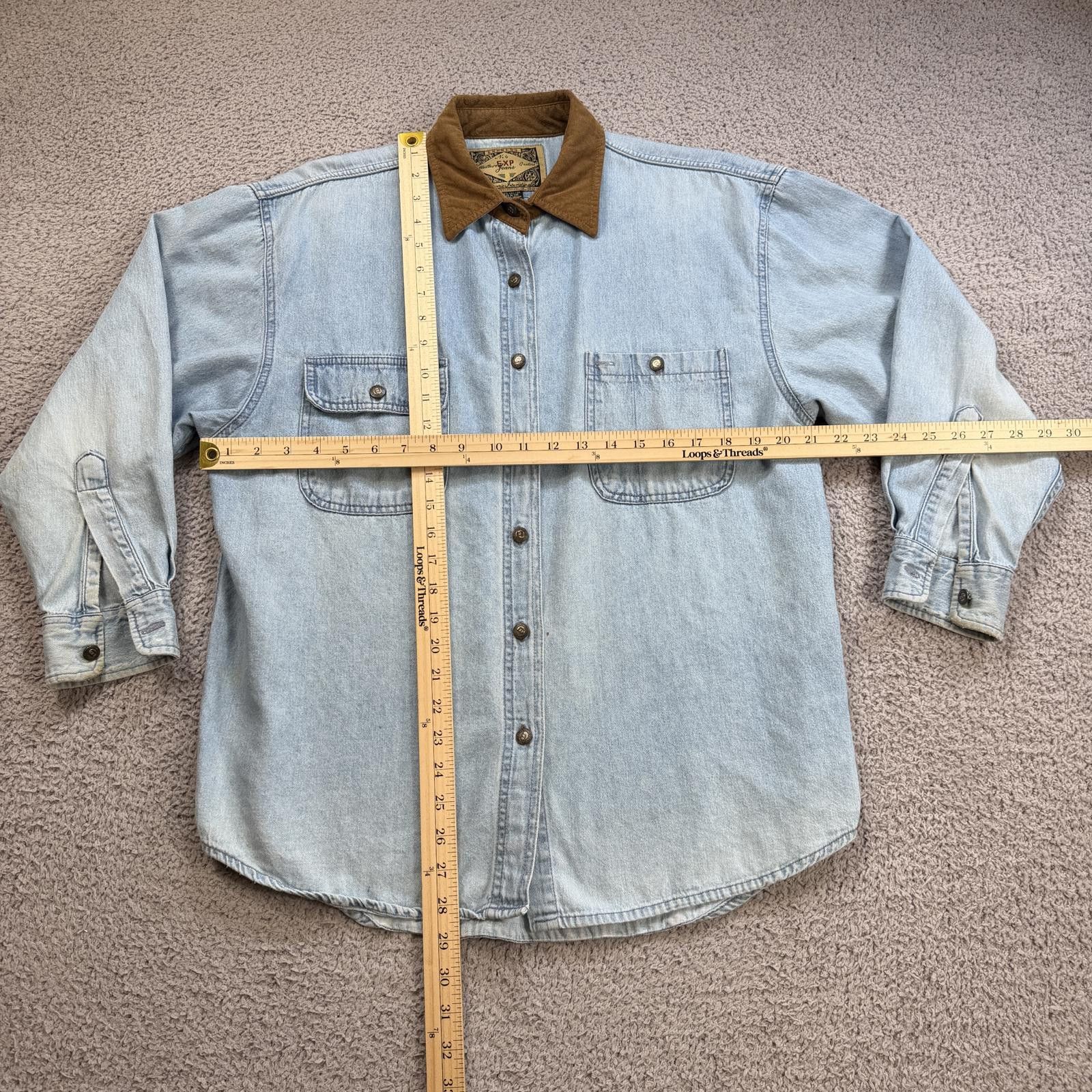 Express Vintage 90s Express Jeans Denim Work Shirt Corduroy Collar Size US S / EU 44-46 / 1 - 3 Thumbnail