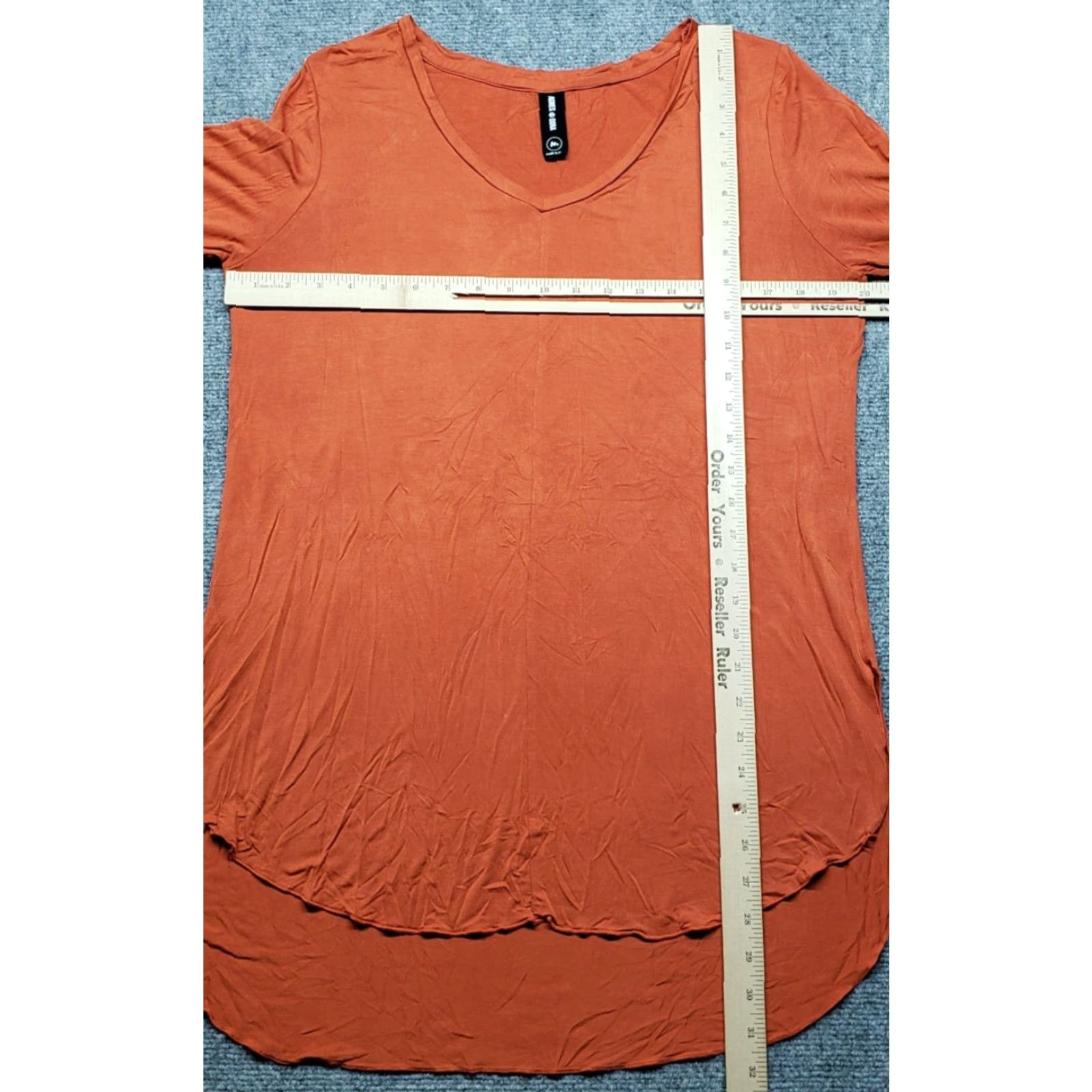 Vintage Agnes & Dora Women's Tunic T-Shirt M Orange Solid V-Neck Long Sleeve Pullover Size M / US 6-8 / IT 42-44 - 4 Thumbnail