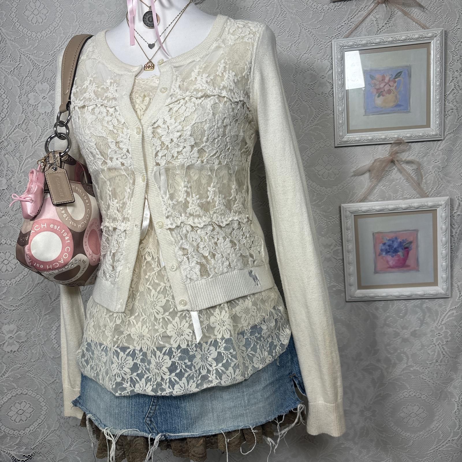 Abercrombie & Fitch vintage Abercrombie & fitch lace fitted cardigan Size M / US 6-8 / IT 42-44 - 4 Thumbnail