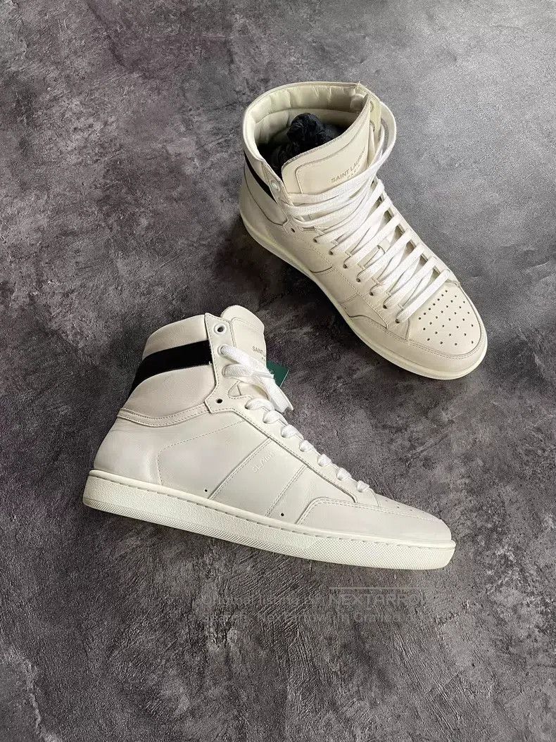 Saint Laurent Paris Saint Laurent Paris Heel Black and White Striped High-top Size US 7 / EU 40 - 2 Thumbnail