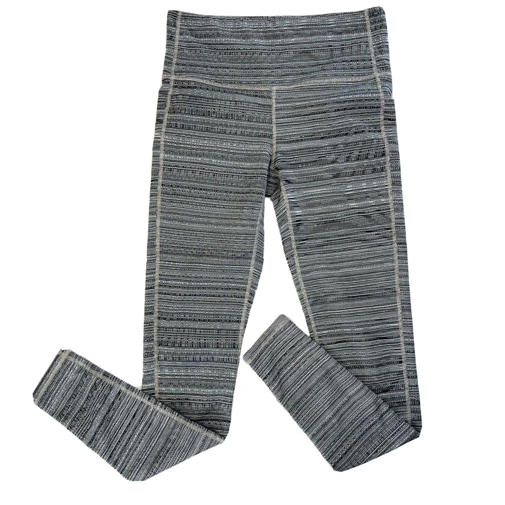 Athleta Athleta High Rise Leggings Black / Gray Ripple Jacquard Chaturanga Size S 455973 Size 28" / US 6 / IT 42 - 2 Thumbnail