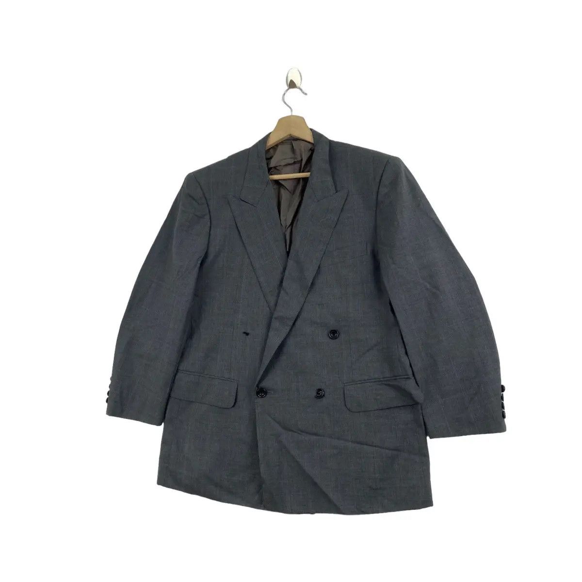 Burberry Vtg 90’ BURBERRY LONDON Double Breasted Blazer Lamb Wool Size 42R - 4 Thumbnail