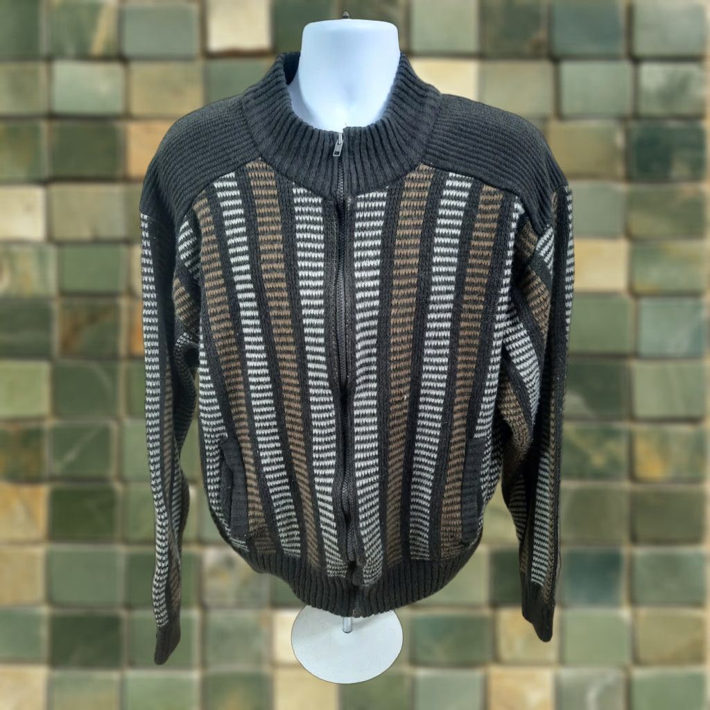 Blair VINTAGE J Blair Striped Knit Cardigan Dad Grandpa Sweater Mens XL Brown Size US XL / EU 56 / 4 - 1 Thumbnail