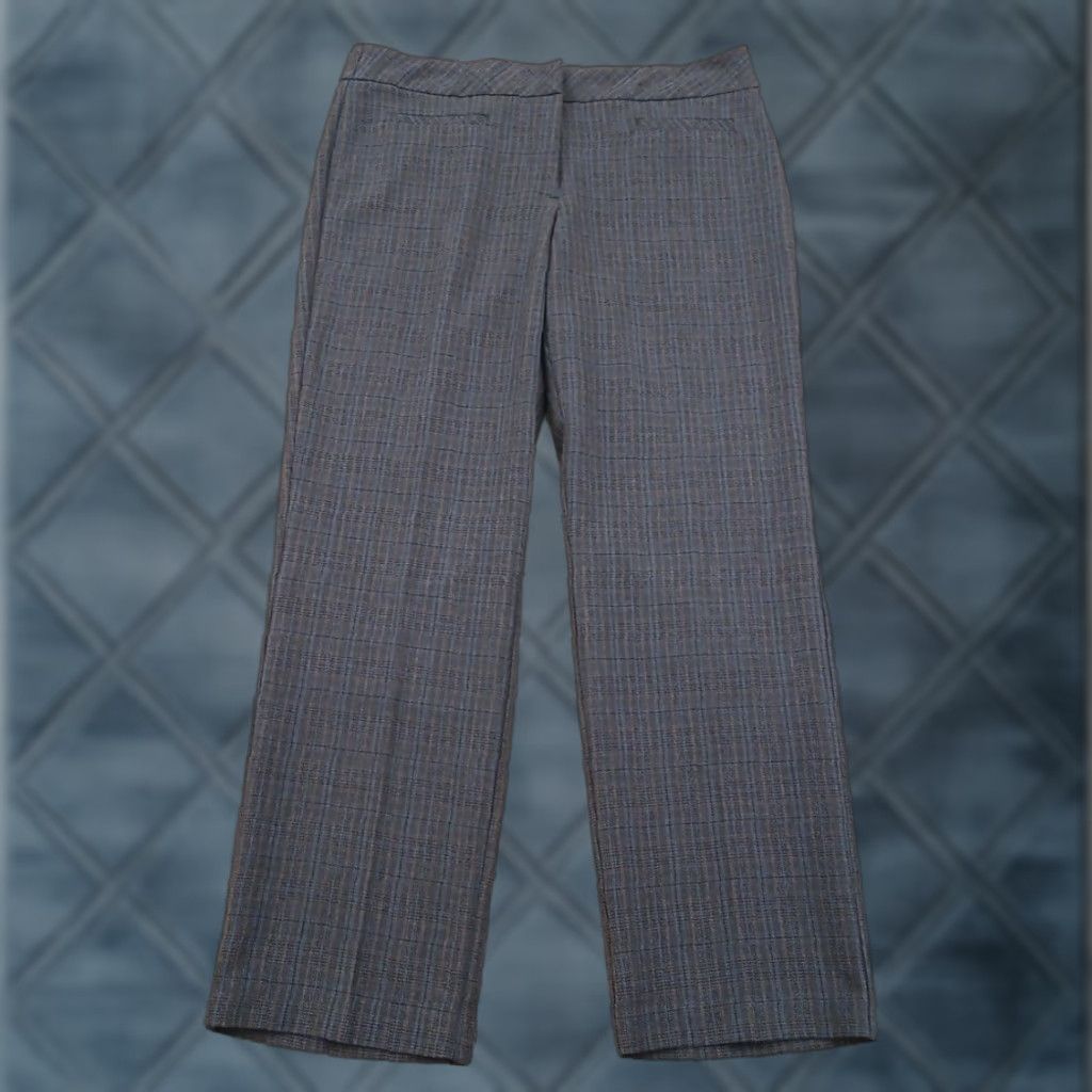 Vintage Dressbarn Dress Pants Womens 10P Gray Blue Plaid Mid Rise Petite Straight Inseam 28.5 in Size 32" / US 10 / IT 46 - 1 Thumbnail