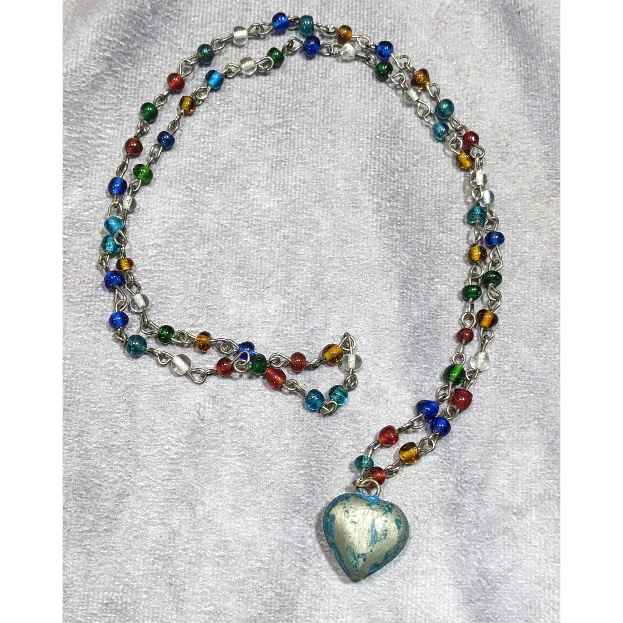 Other Rustic Romantic Rainbow Glass Beaded Necklace With Distresse Size ONE SIZE - 4 Thumbnail