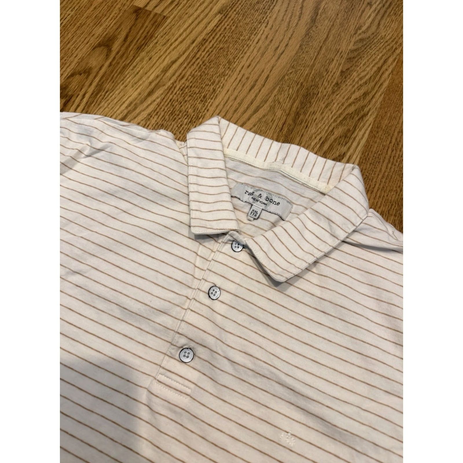 Rag & Bone Rag & Bone Polo Shirt Mens 2XL Multicolor Stripe Organic Cotton Polo Shirt Casual Classic Size US XXL / EU 58 / 5 - 3 Thumbnail