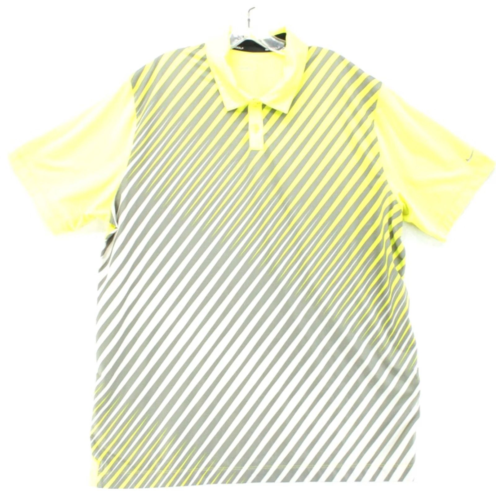 Nike Nike Polo Shirt Mens XL Volt Neon Yellow Gray Striped Performance Golf Active Preppy Shirt Size US XL / EU 56 / 4 - 2 Thumbnail