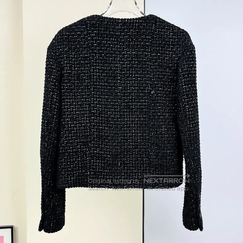 Chanel Chanel 22B black shiny velvet woven tweed jacket Size XXS / US 00 / IT 34 - 4 Thumbnail
