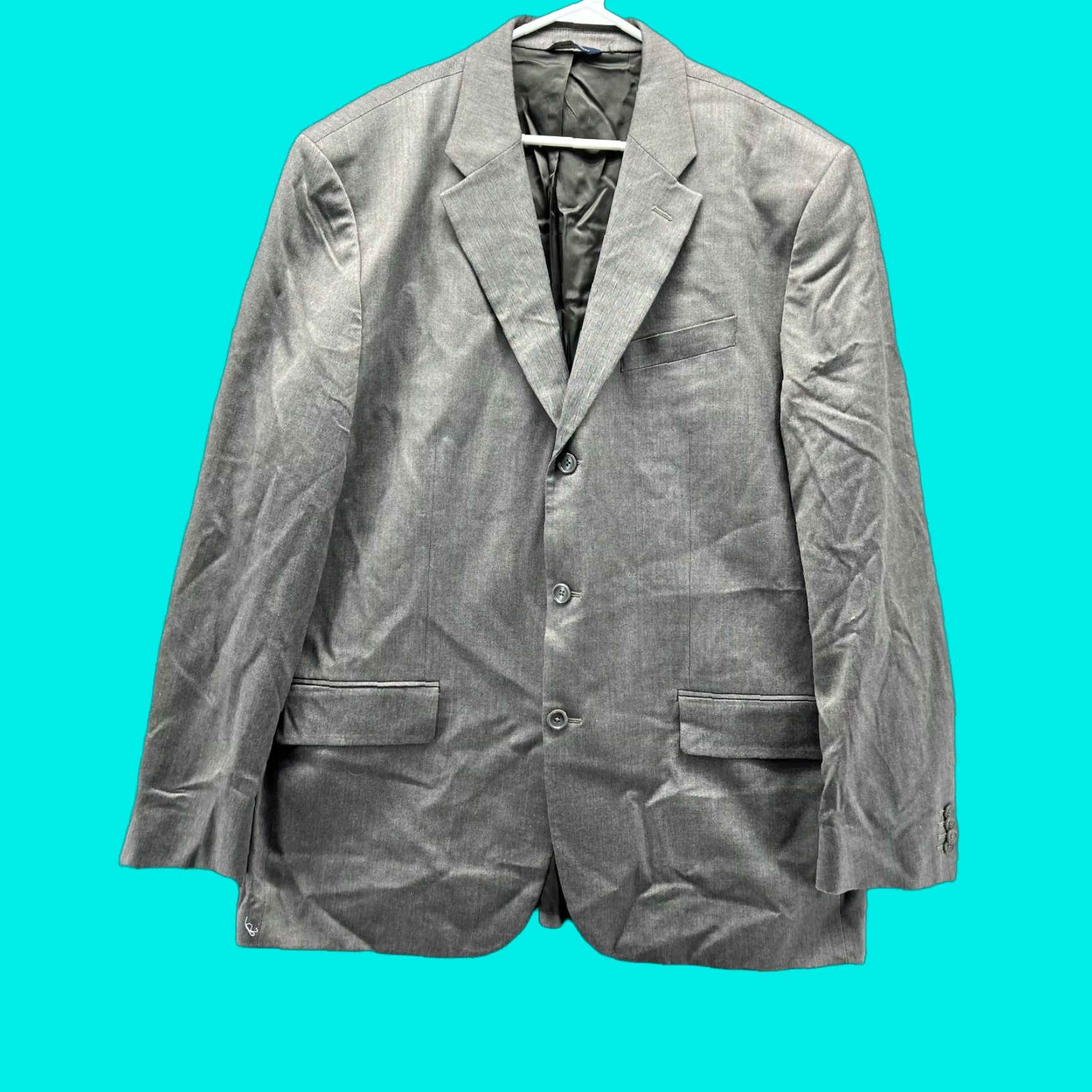 Banana Republic Banana Republic Blazer Men 46L Adult Gray Wool Herringbone Single-Breasted Jacket Coat Casual Long Leftovers Size 46R - 1 Thumbnail