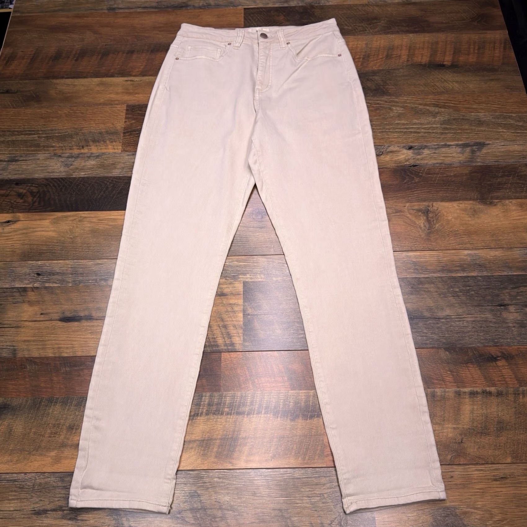 BKE BKE Jeans 28 Mom Fit High Rise Stretch 5-Pocket Denim Brown Tan Logo Buckle New Size 28" / US 6 / IT 42 - 2 Thumbnail