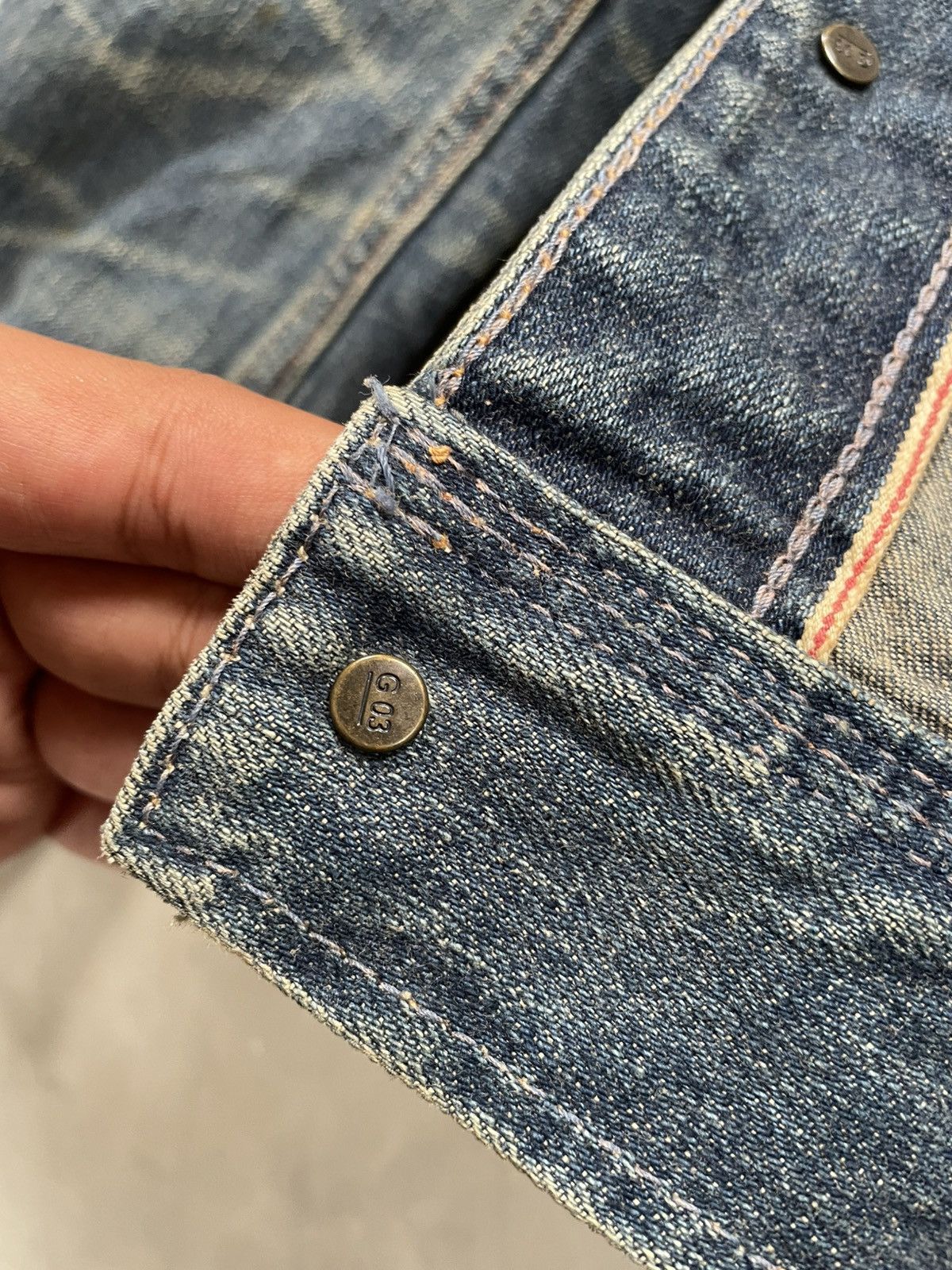 GOA GOA Selvedge Distressed Denim Jacket Hair on Hide Patch Size US M / EU 48-50 / 2 - 15 Thumbnail