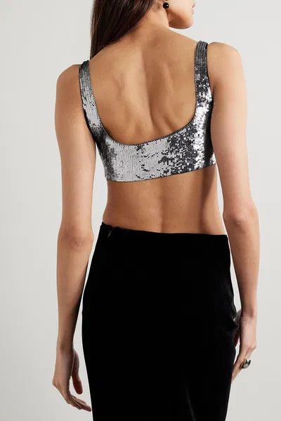 Valentino o1y0326 Crop Top in Silver Size M / US 6-8 / IT 42-44 - 3 Thumbnail