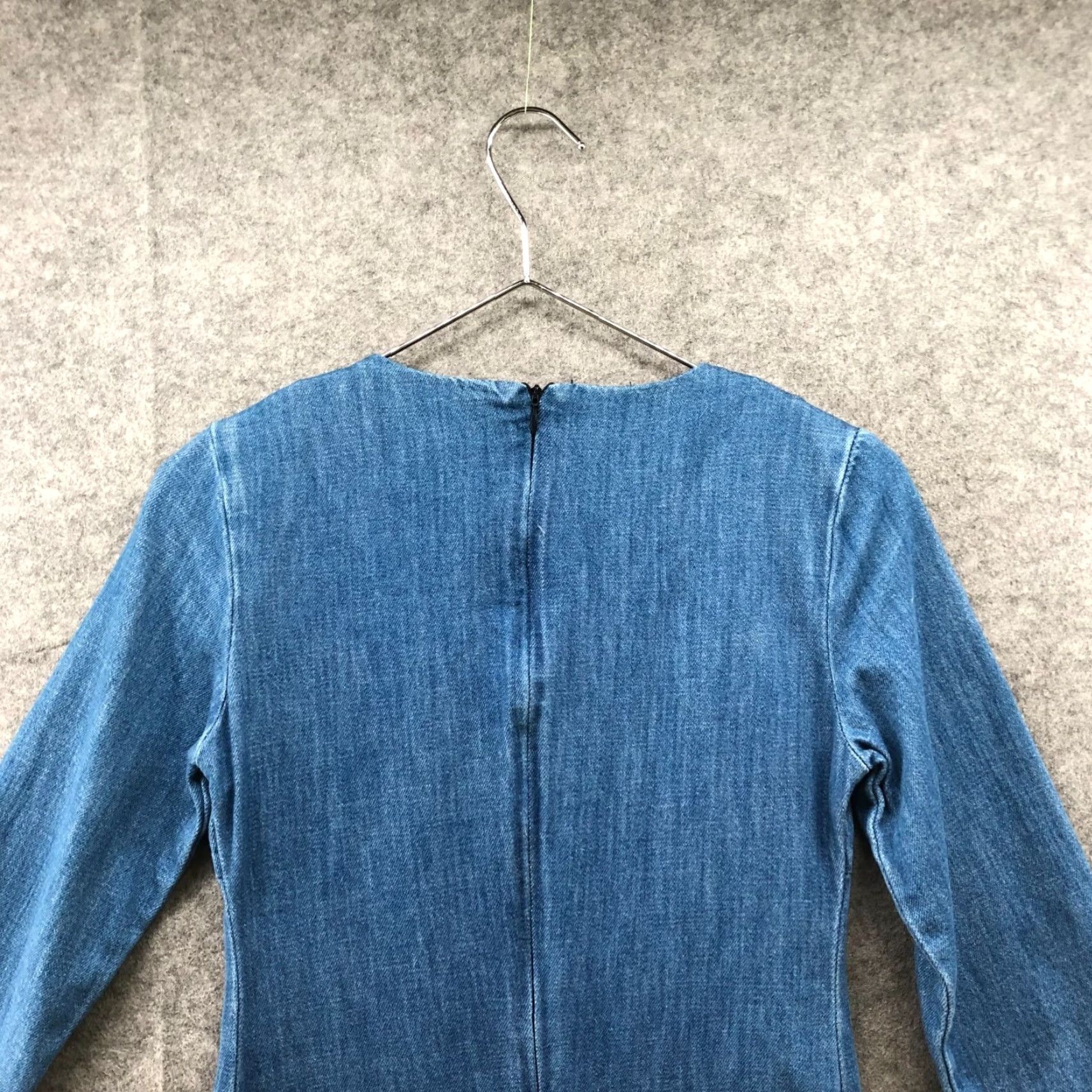 Zara Zara Denim Mini Dress Womens XS Blue 3/4 Sleeve Crew Neck Fitted Casual Size XS / US 0-2 / IT 36-38 - 3 Thumbnail