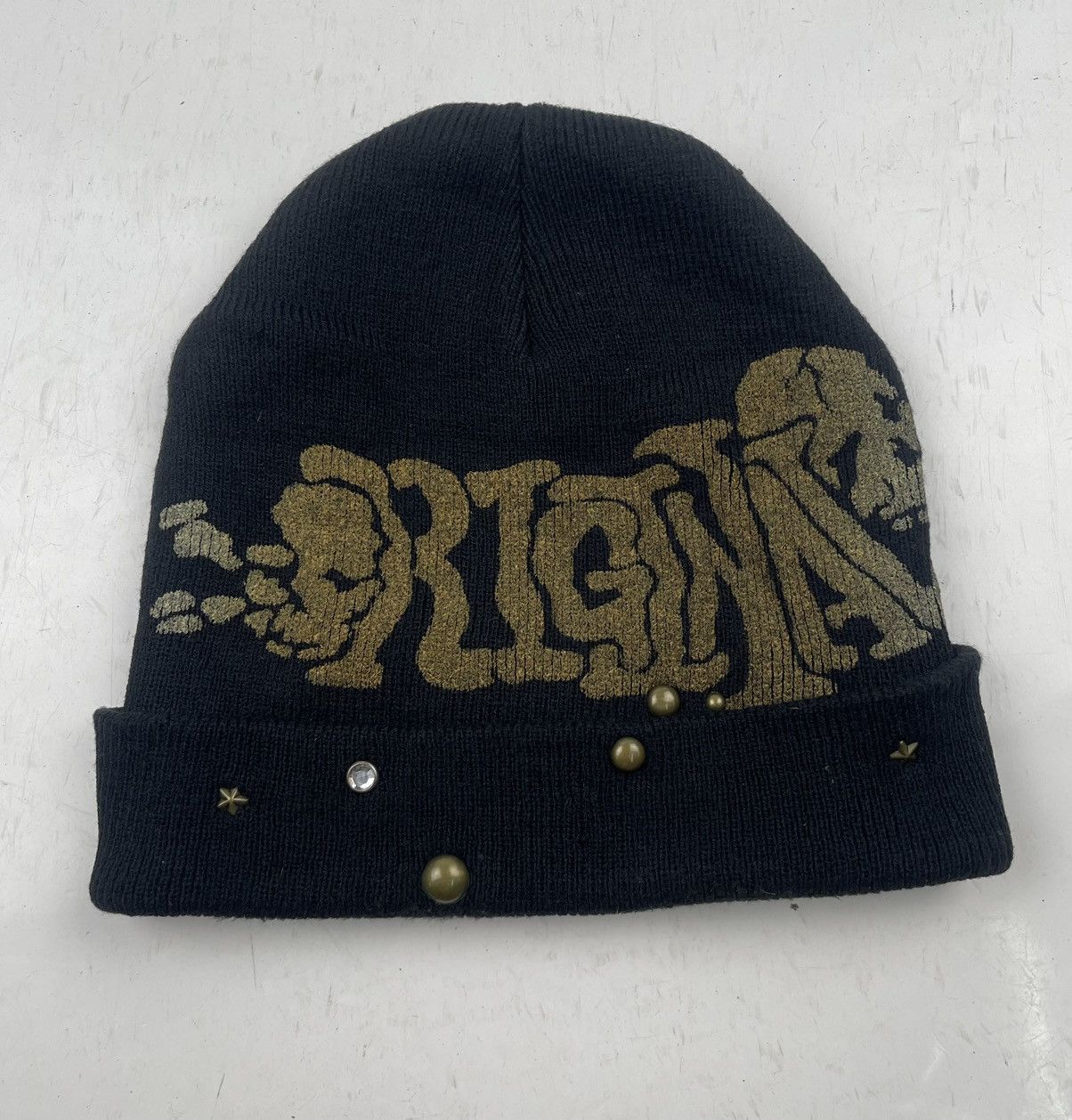 Japanese Brand Skull Embroidery Logo Beanie Hat