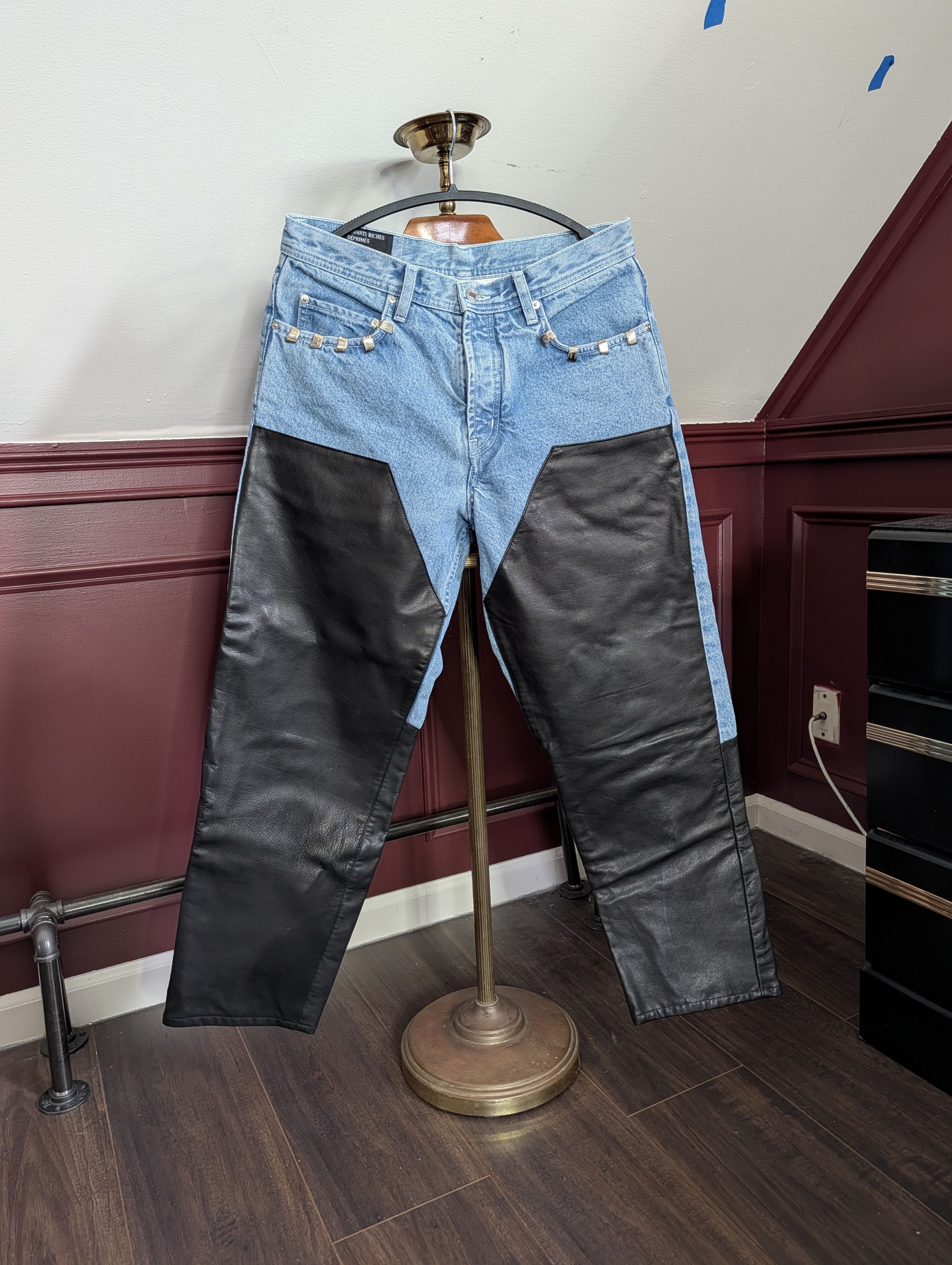 Enfants Riches Deprimes GRAIL Leather double knee jeans with lighter tip details Size US 30 / EU 46 - 1 Thumbnail