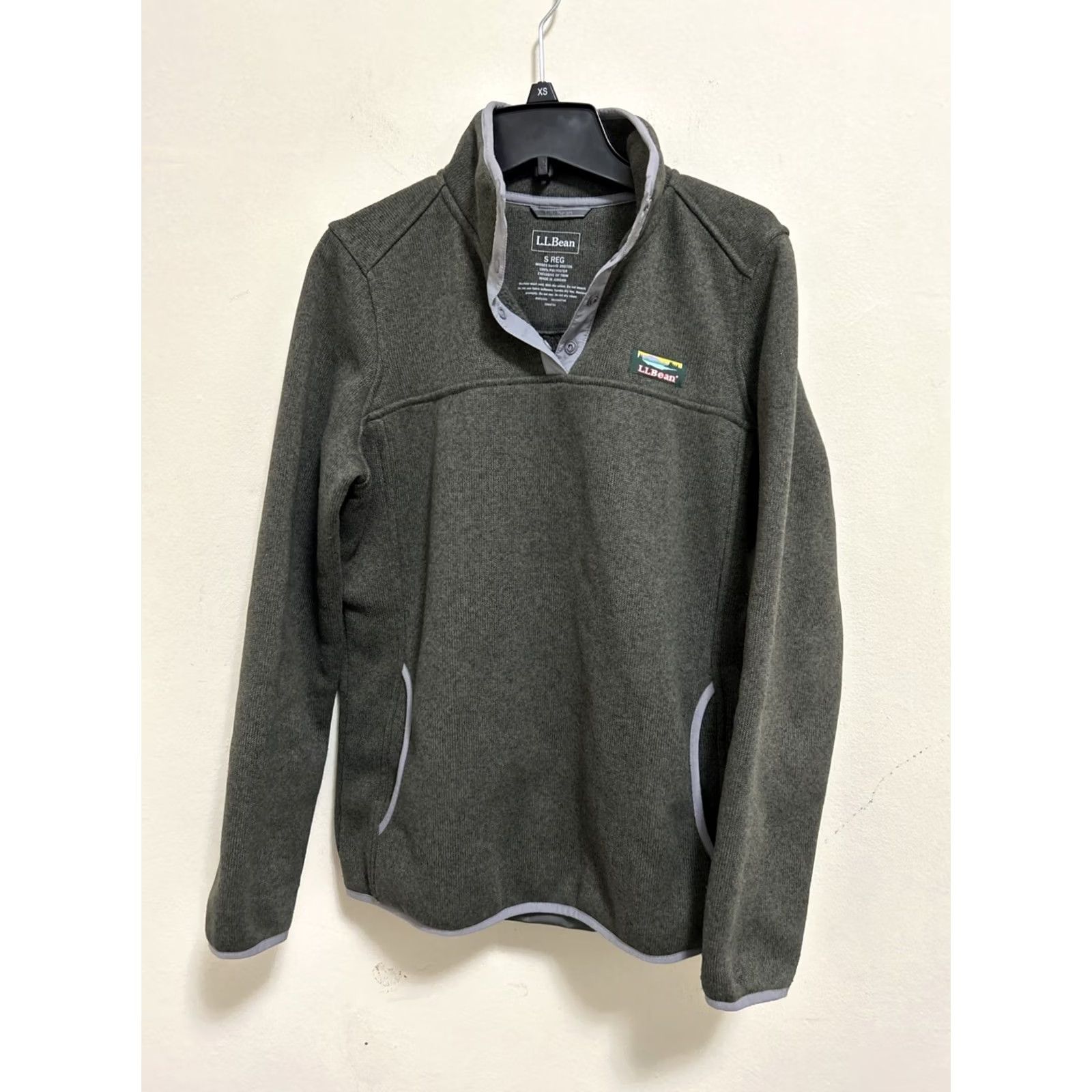 Vintage L.L. Bean Sweater Fleece Womens S Olive Green 1/4 T-Snap Pullover Logo 292726 Size S / US 4 / IT 40 - 2 Thumbnail