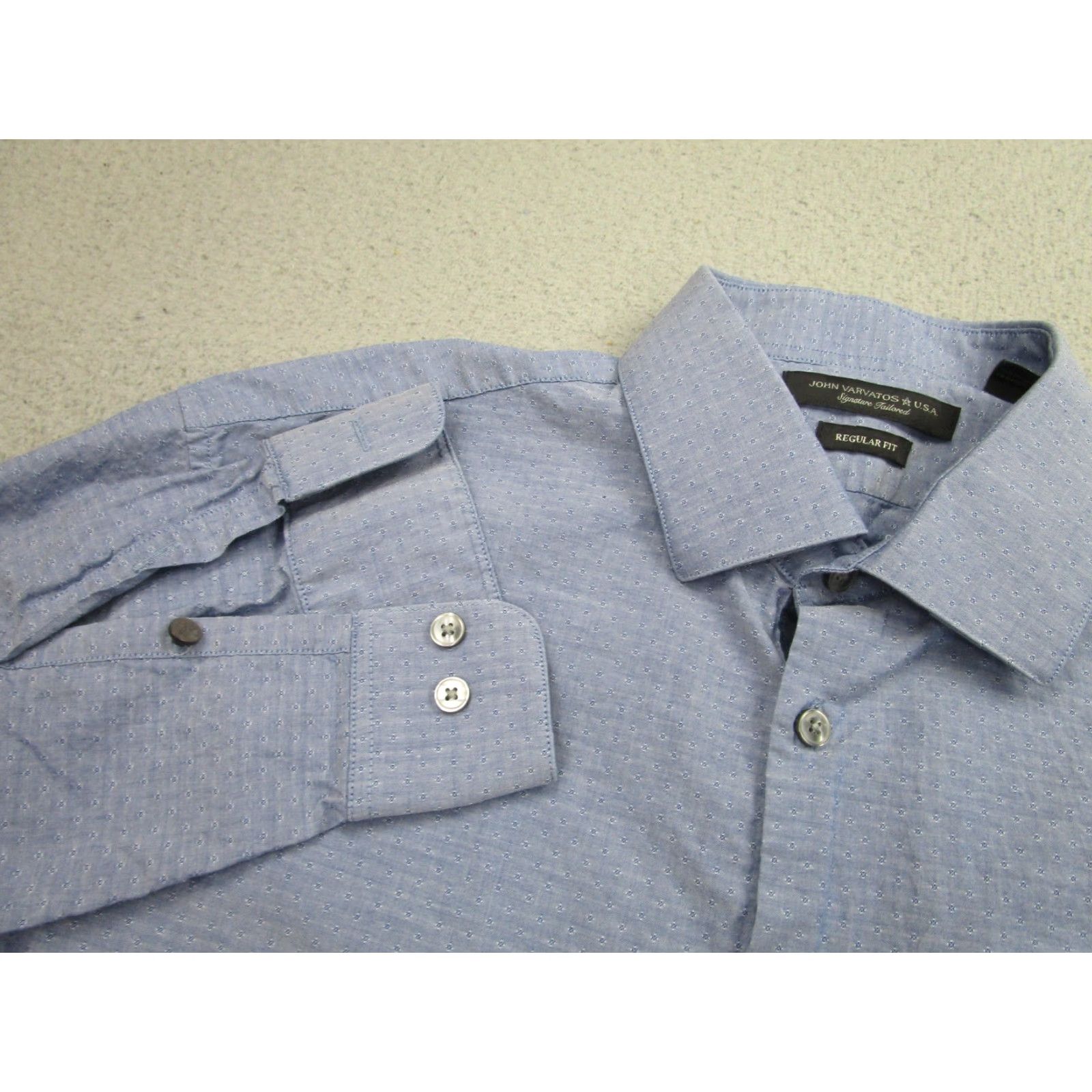 John Varvatos John Varvatos Dress Shirt Mens Large Blue Regular Fit Geometric Patterned Cotton Spandex Size US L / EU 52-54 / 3 - 3 Thumbnail