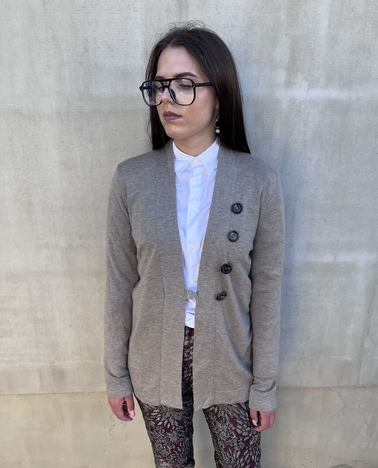 Brunello Cucinelli Beige Cardigan Cashmere Silk M/L Italy