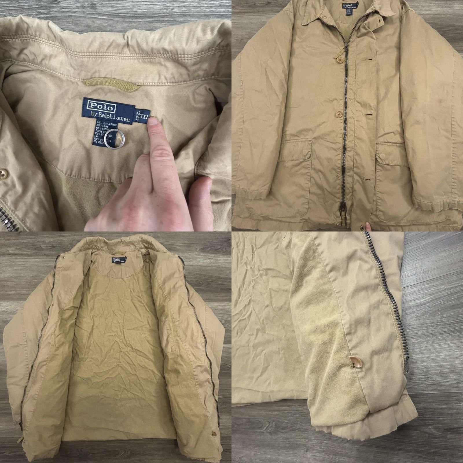Polo Ralph Lauren VINTAGE Polo Ralph Lauren Jacket Mens 2XL Parka Beig e Cotton Zip Button Field Coat 90s Size US XXL / EU 58 / 5 - 8 Thumbnail