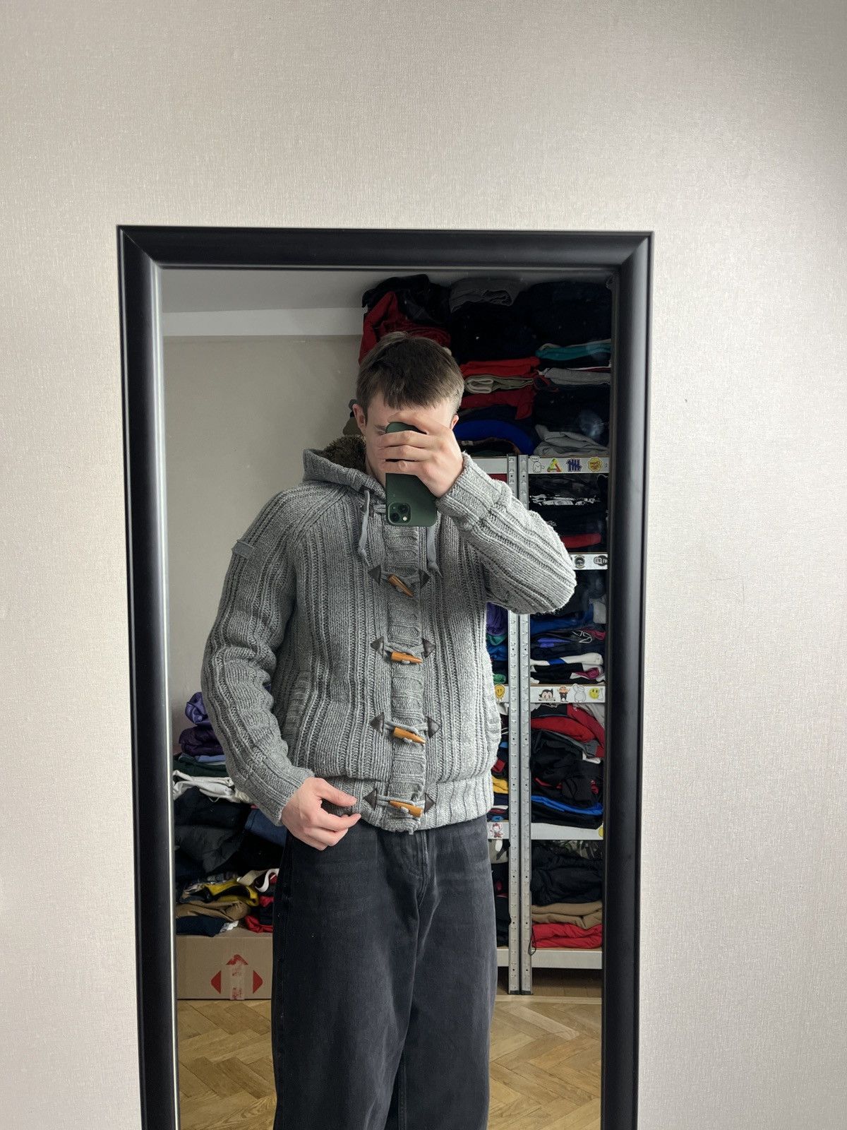 Schott × Vintage Schott Cable Knit Heavy Zip Hoodie Sherpa Jacket Duffle Coat Size US M / EU 48-50 / 2 - 2 Thumbnail